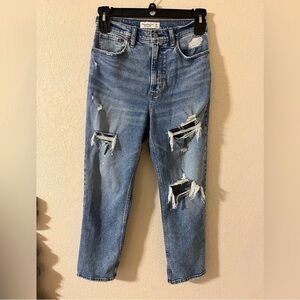 Abercrombie & Fitch Light Blue Distressed Cropped Jeans